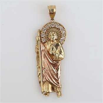10kt Gold Two Clear Stone Pendant