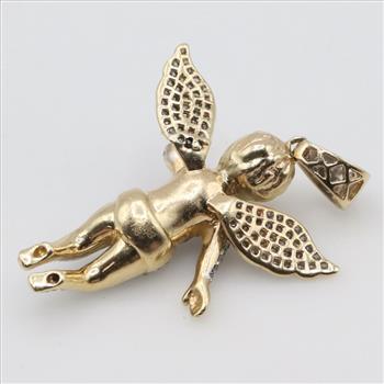 10kt Gold Two Tone Angle Diamond Pendant