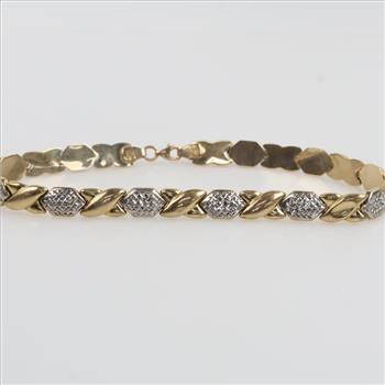 10kt Gold Two Tone Hollow Anklet