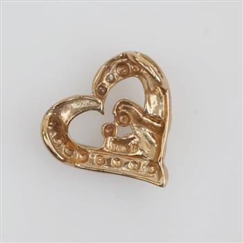 10kt Gold Two-tone Clear Stone Heart Pendant