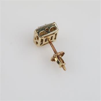 10kt Gold Two-tone Clear Stone Stud Earring