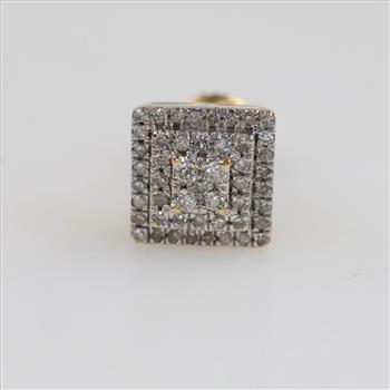 10kt Gold Two-tone Clear Stone Stud Earring