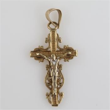 10kt Gold Two-tone Cross Pendant
