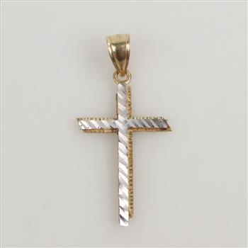 10kt Gold Two-tone Cross Pendant