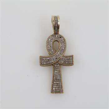 10kt Gold Two-tone Diamond Ankh Pendant