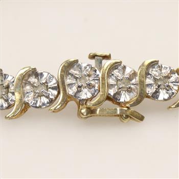 10kt Gold Two-tone Diamond Bracelet