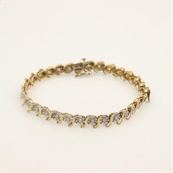 10kt Gold Two-tone Diamond Bracelet