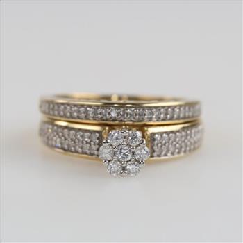 10kt Gold Two-tone Diamond Bridal Set