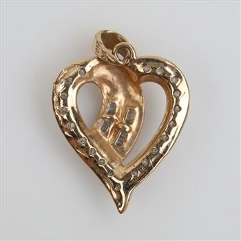 10kt Gold Two-tone Diamond Heart Pendant