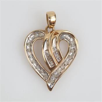 10kt Gold Two-tone Diamond Heart Pendant