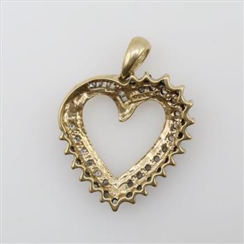 10kt Gold Two-tone Diamond Heart Pendant