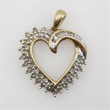 10kt Gold Two-tone Diamond Heart Pendant