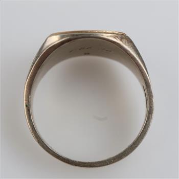 10kt Gold Two-tone Diamond Initial Signet Ring