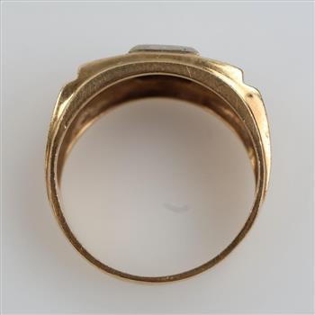 10kt Gold Two-tone Diamond Red Stone Ring