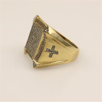 10kt Gold Two-tone Diamond Signet Ring
