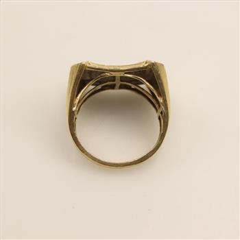 10kt Gold Two-tone Diamond Signet Ring