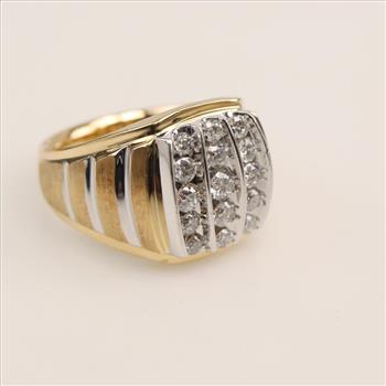 10kt Gold Two-tone Diamond Signet Ring