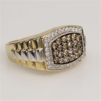 10kt Gold Two-tone Diamond Signet Ring