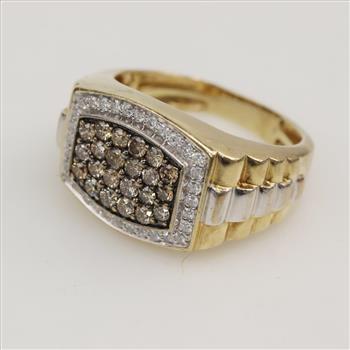 10kt Gold Two-tone Diamond Signet Ring