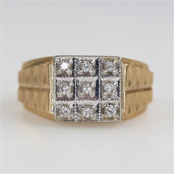 10kt Gold Two-tone Diamond Signet Ring