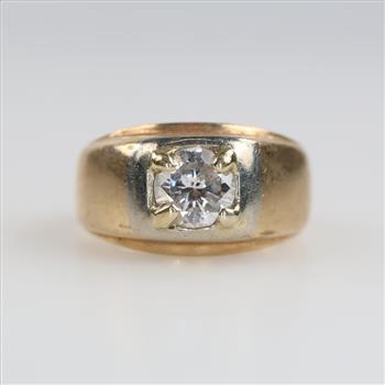 10kt Gold Two-tone Diamond Signet Ring