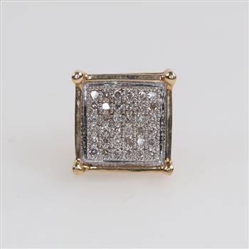 10kt Gold Two-tone Diamond Stud Earring