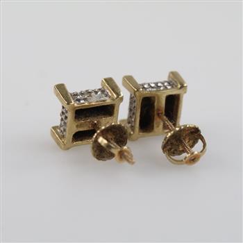 10kt Gold Two-tone Diamond Stud Earring