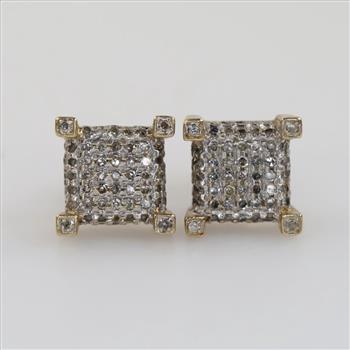 10kt Gold Two-tone Diamond Stud Earring
