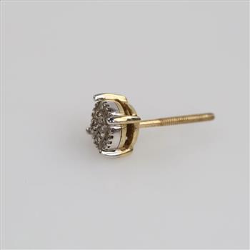 10kt Gold Two-tone Diamond Stud Earring