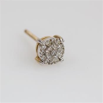 10kt Gold Two-tone Diamond Stud Earring