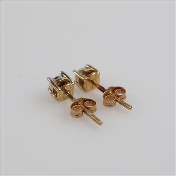 10kt Gold Two-tone Diamond Stud Earrings