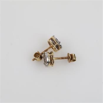 10kt Gold Two-tone Diamond Stud Earrings