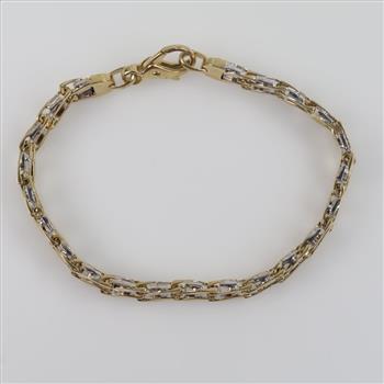 10kt Gold Two-tone Fancy Link Bracelet