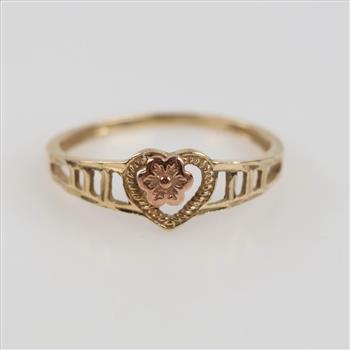 10kt Gold Two-tone Flower Heart Ring