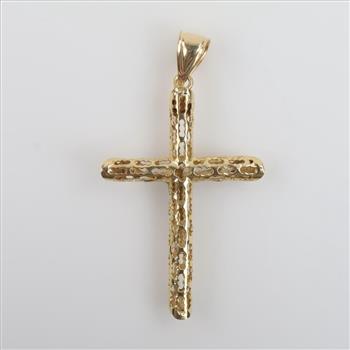 10kt Gold Two-tone Hollow Cross Pendant