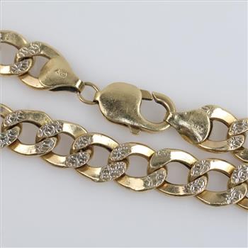 10kt Gold Two-tone Hollow Curb Chain Bracelet
