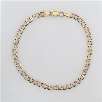10kt Gold Two-tone Hollow Curb Chain Bracelet