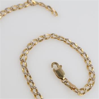 10kt Gold Two-tone Hollow Curb Chain Necklace