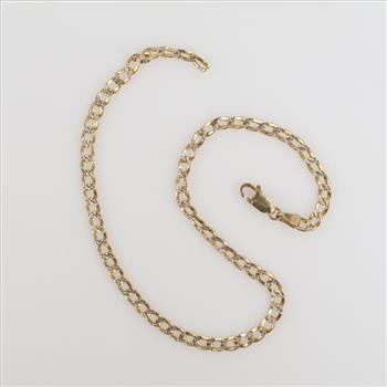 10kt Gold Two-tone Hollow Curb Chain Necklace