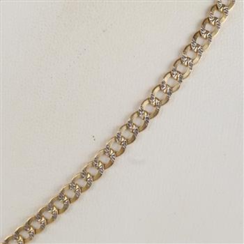 10kt Gold Two-tone Hollow Curb Chain Necklace