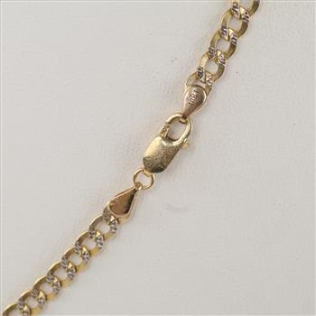 10kt Gold Two-tone Hollow Curb Chain Necklace