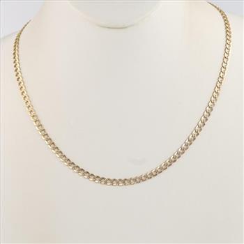 10kt Gold Two-tone Hollow Curb Chain Necklace