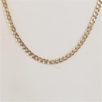 10kt Gold Two-tone Hollow Curb Chain Necklace