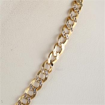 10kt Gold Two-tone Hollow Curb Chain Necklace