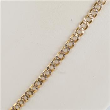 10kt Gold Two-tone Hollow Curb Chain Necklace
