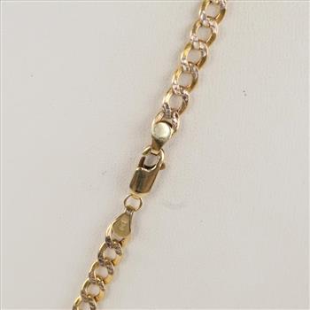 10kt Gold Two-tone Hollow Curb Chain Necklace