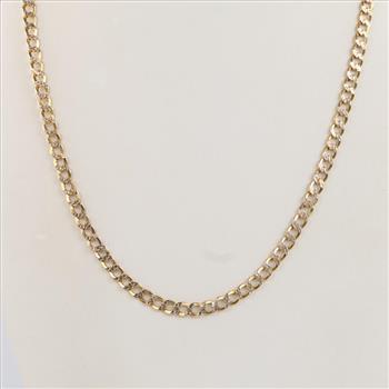 10kt Gold Two-tone Hollow Curb Chain Necklace