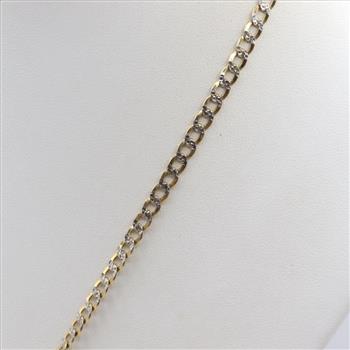 10kt Gold Two-tone Hollow Curb Chain Pendant Necklace