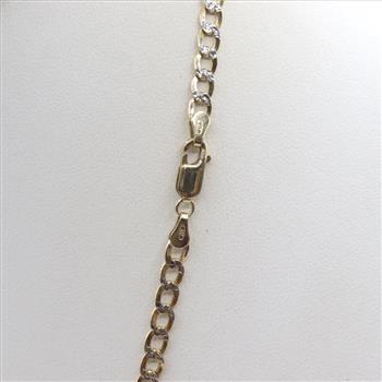 10kt Gold Two-tone Hollow Curb Chain Pendant Necklace