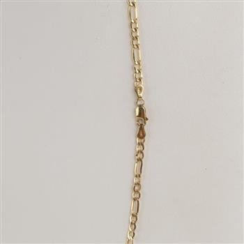 10kt Gold Two-tone Hollow Figaro Chain ID Pendant Necklace